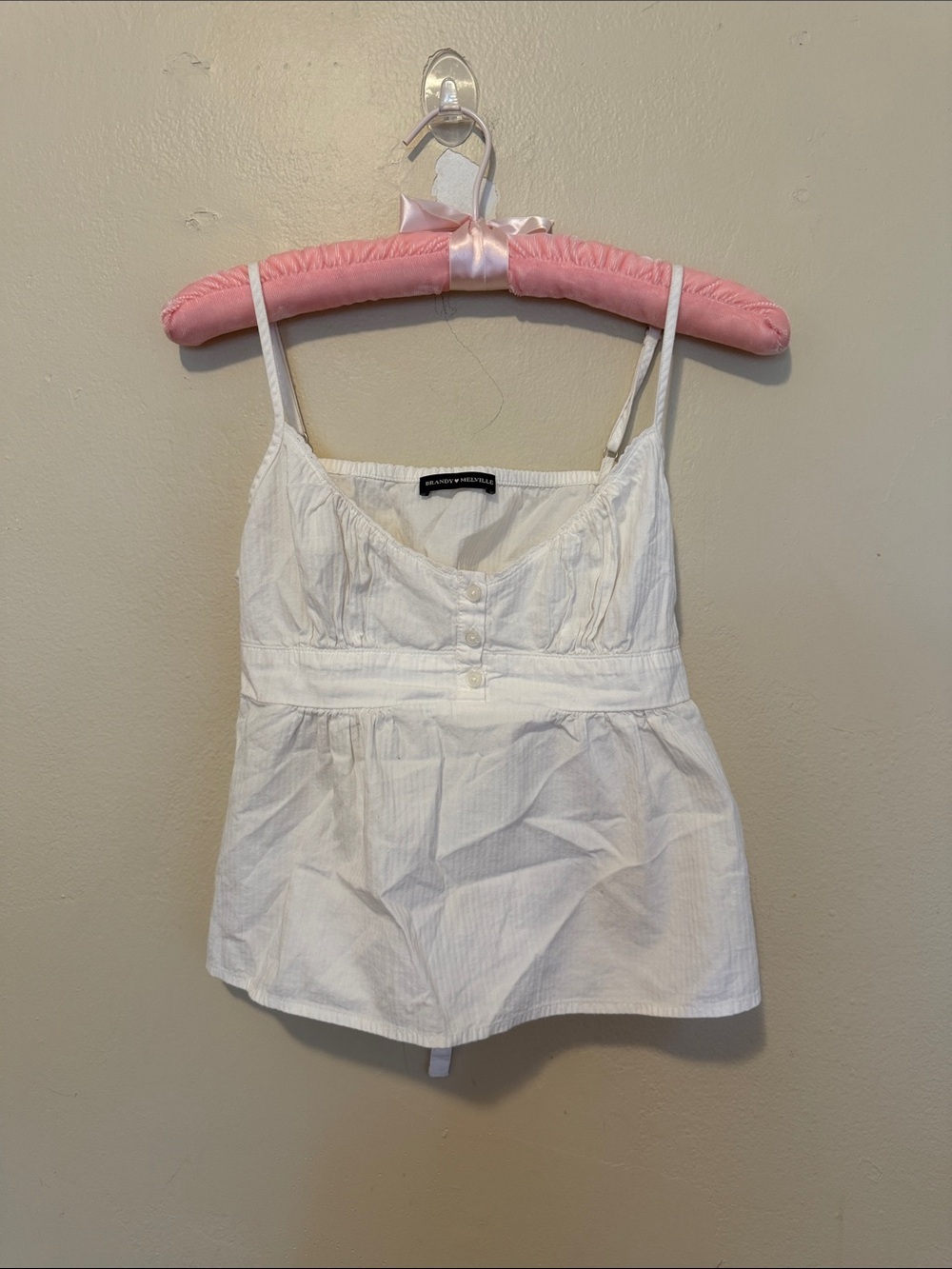Brandy Melville White Button-Front Cotton Cami